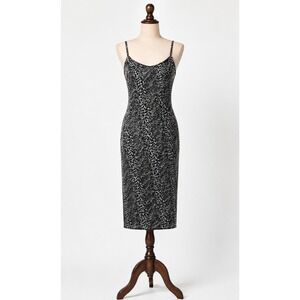 Planet Gold Metallic Animal Print Bodycon Midi Dress Size M